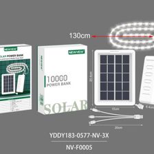  NEWVEW10000mAh充电宝移动电源自带三线带太阳能板USB灯带插头NV-F0005