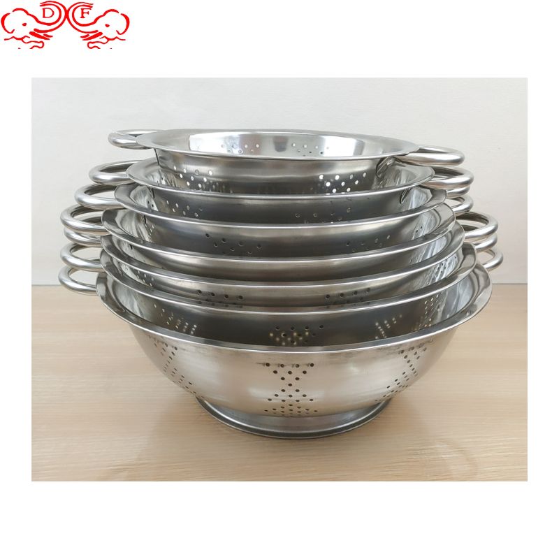 DF99946 stainless steel rice washing sieve with feet, base, double ears, rice washing, vegetable washing, draining basin, fruit basket, rice washing basin, fruit basket DF Trading House pic 2