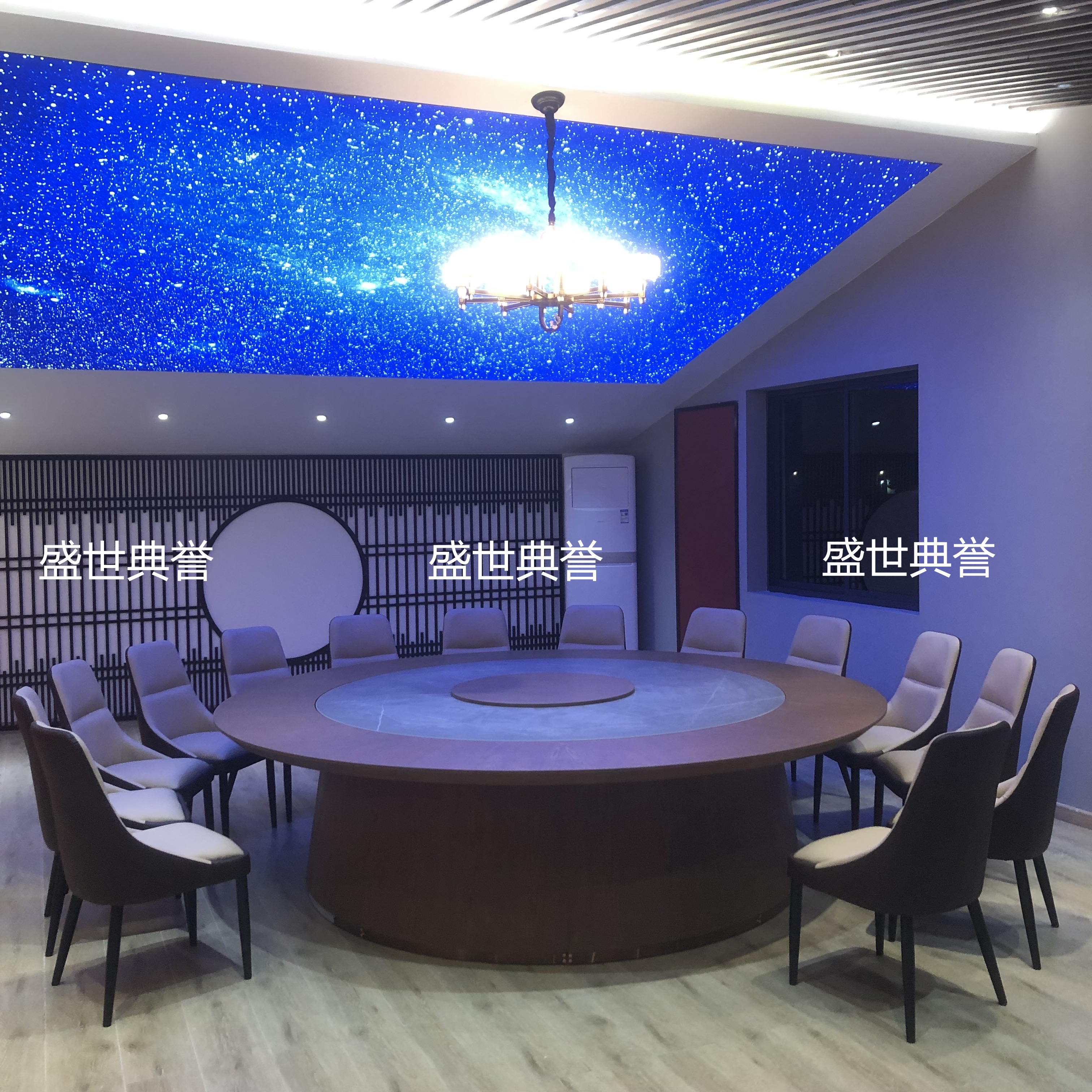 杭州海鲜姿造酒店新款电动餐桌酒店包厢升降机芯桌面齐平电动圆桌