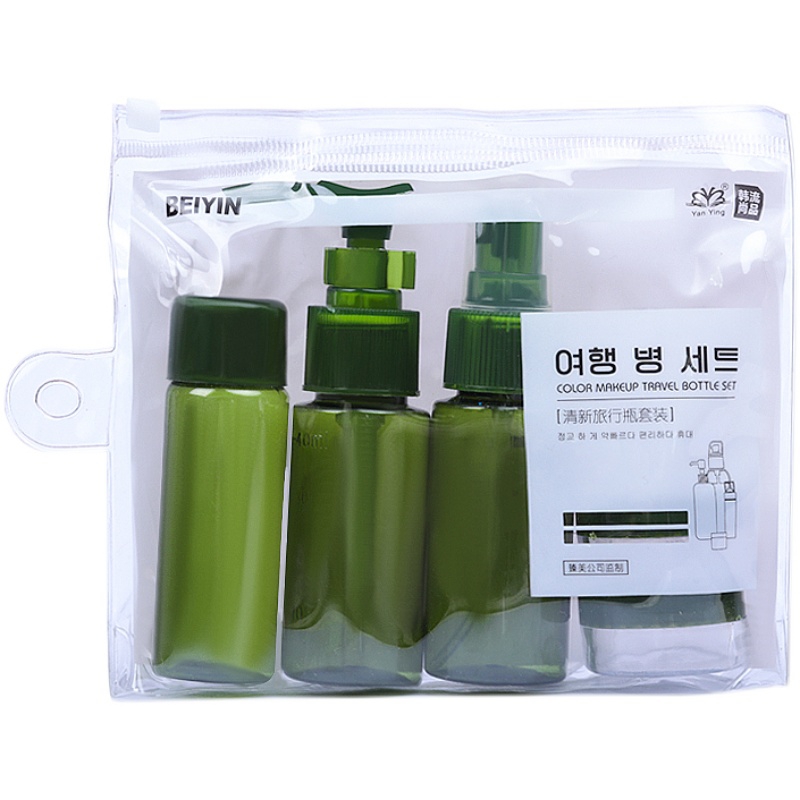 Portable Travel Dispenser Bottle 5-Piece Shampoo Set Skincare Lotion Press Bottle Spray Empty Bottle Mist Household)