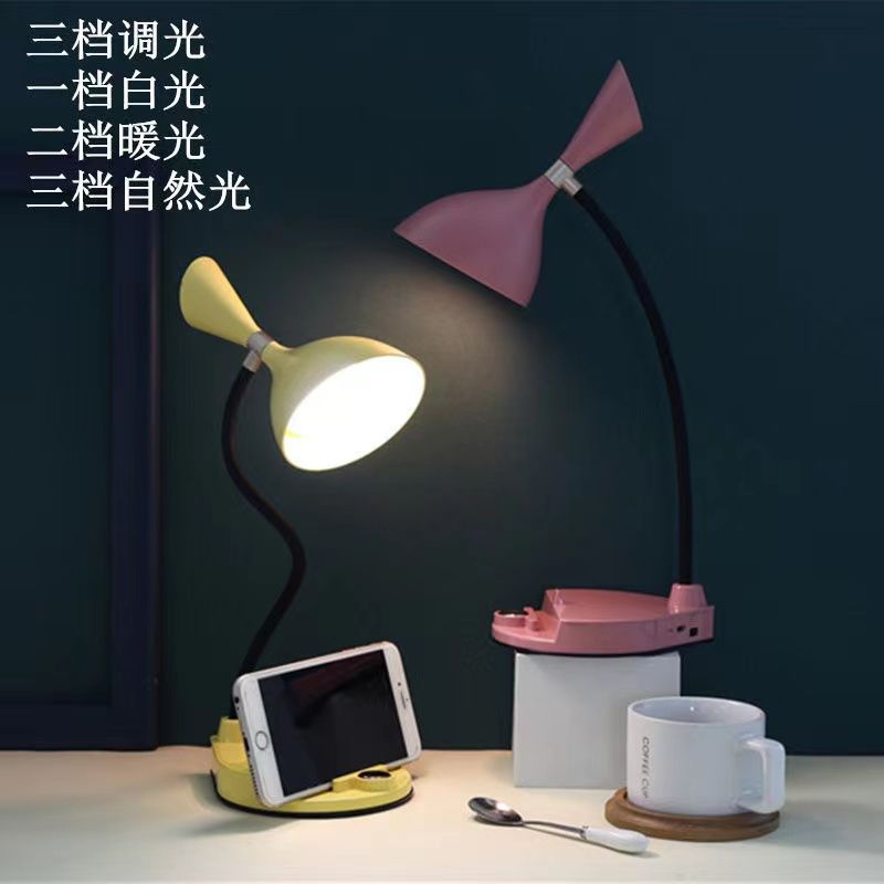 Creative LED desk lamp, simple and portable, three-level touch dimming, USB rechargeable, student dormitory desk lamp Specification image
