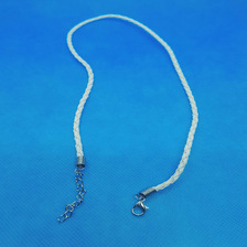 3mm白色编织绳项链四股绳项链长度43cm和5cm尾链加弹簧链条1根