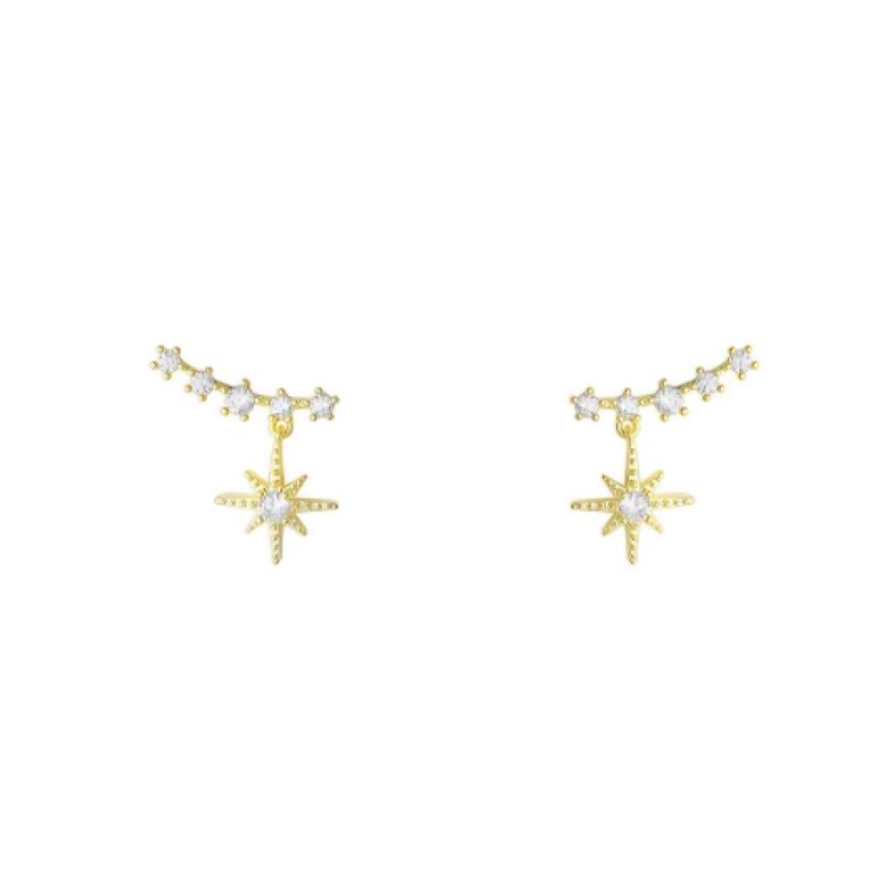 Korean Fashion Exquisite Fresh Star Micro-Inset Zircon Characteristic Temperament Light Luxury High-Grade Earrings Fate Season Application Scenario