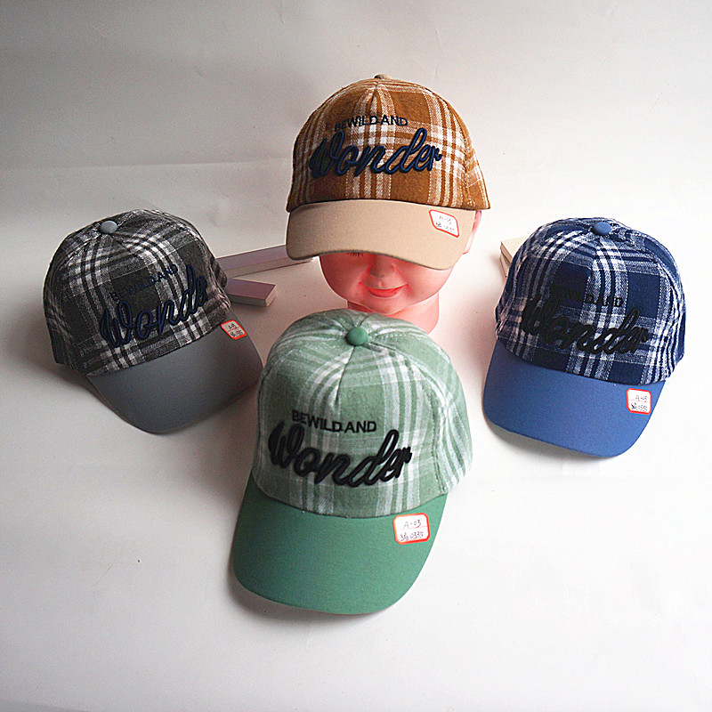 Plaid children's patchwork colorful embroidery adjustable curved brim sun visor cheapest baseball cap. thumbnail