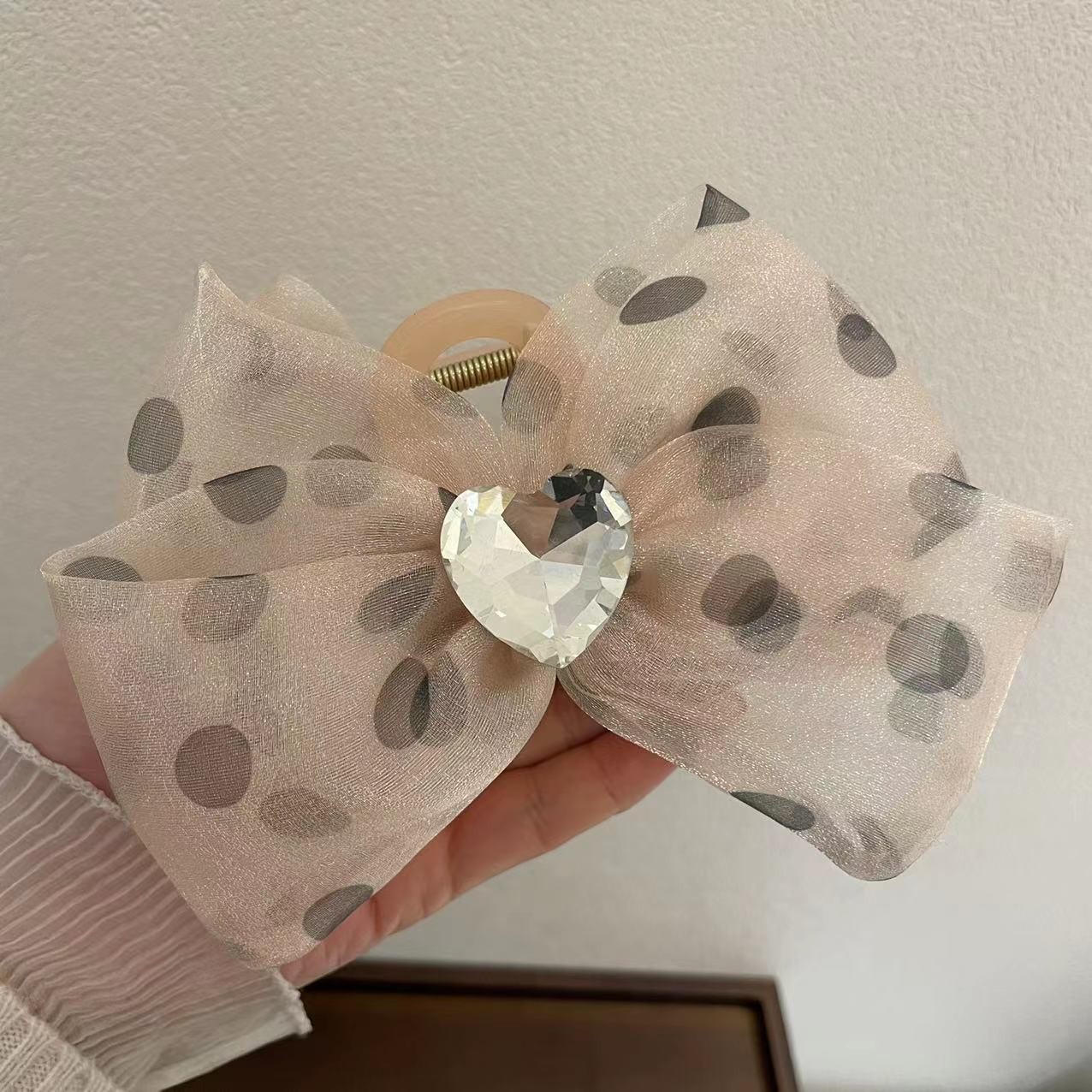 Homemade Love Bright-Diamond Super Fairy Bow Net Yarn Hairpin Female Back Hair Temperament Hairpin Clip Large Shark Clip Item Picture