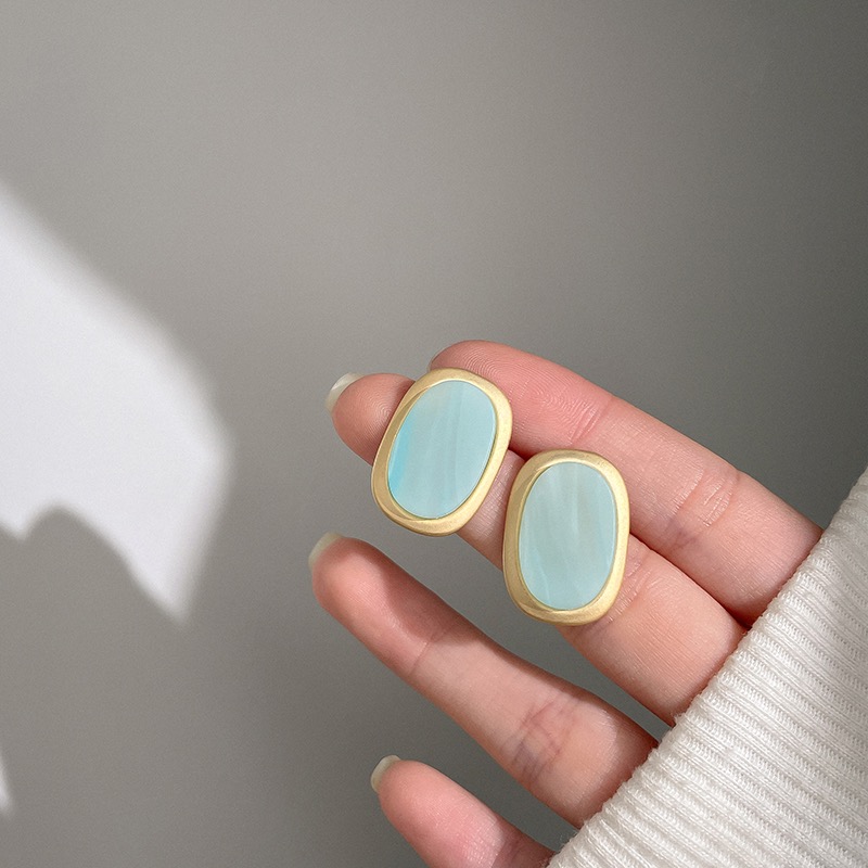 Korean Fashion Temperament High-Grade Sense Of Light Luxury Small Fresh Mint Green Earrings Stud Feather Butterfly Jewelry details Picture