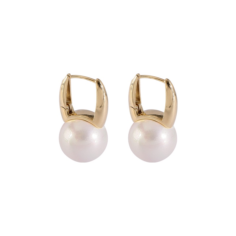 Korean Retro Atmosphere Herben Series Pearl Ear Buckle Temperament Metal Light Luxury High-Grade Earrings Fate Season Item Picture