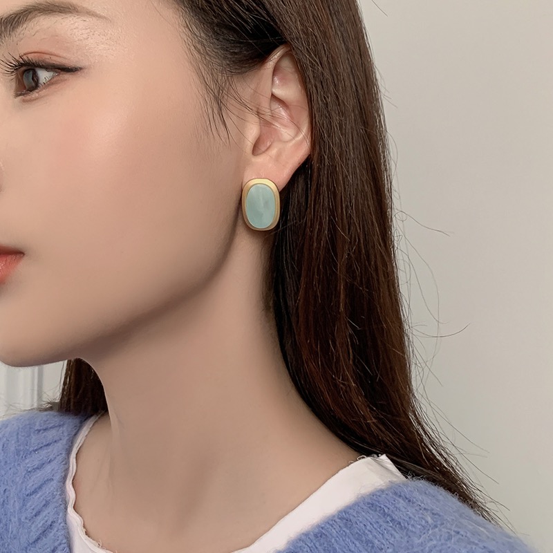 Korean Fashion Temperament High-Grade Sense Of Light Luxury Small Fresh Mint Green Earrings Stud Feather Butterfly Jewelry