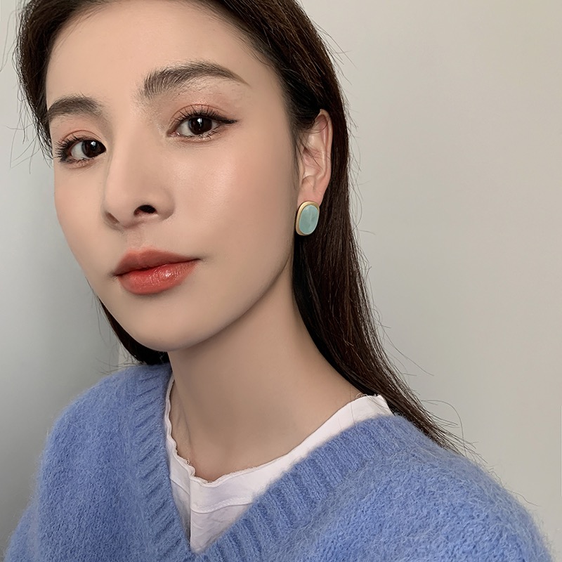 Korean Fashion Temperament High-Grade Sense Of Light Luxury Small Fresh Mint Green Earrings Stud Feather Butterfly Jewelry Specification drawing