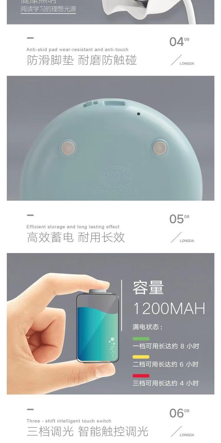 创意日式花朵USB充电LED护眼台灯简约三档触摸床头灯学生学习灯详情5