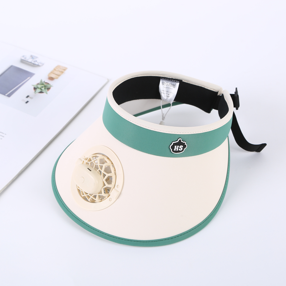 Kids Sunscreen Hat With Fan Boys And Girls Hats Happy School Summer Empty Top Hat Large Brim details Picture