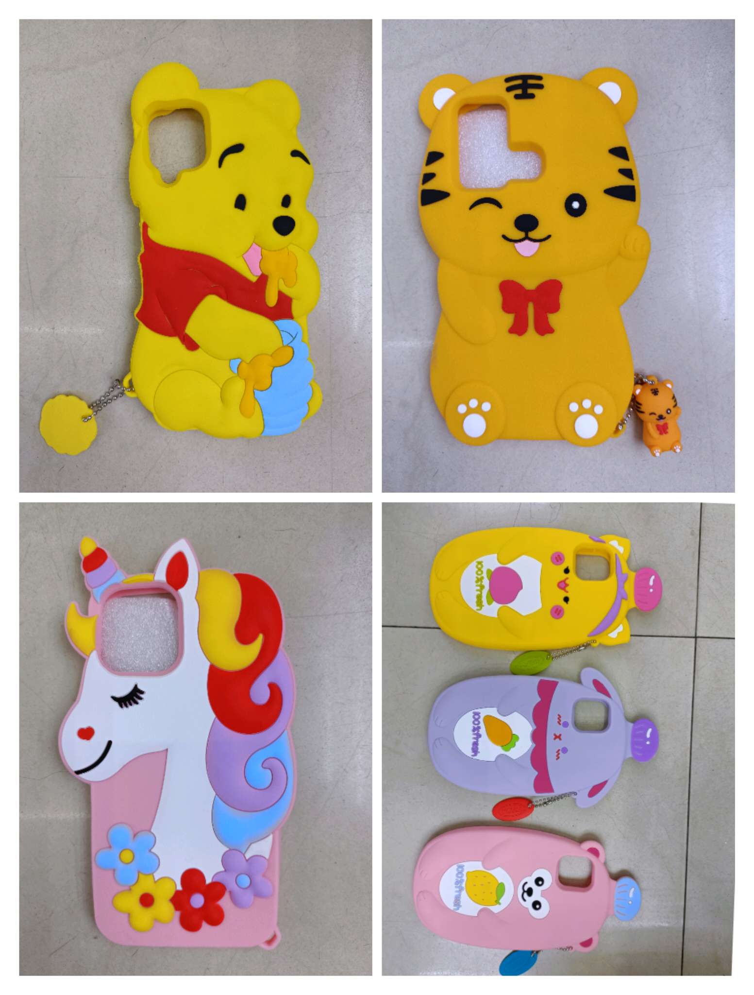 Silicone phone case eating honey bear/little tiger/color horse/cartoon bottle