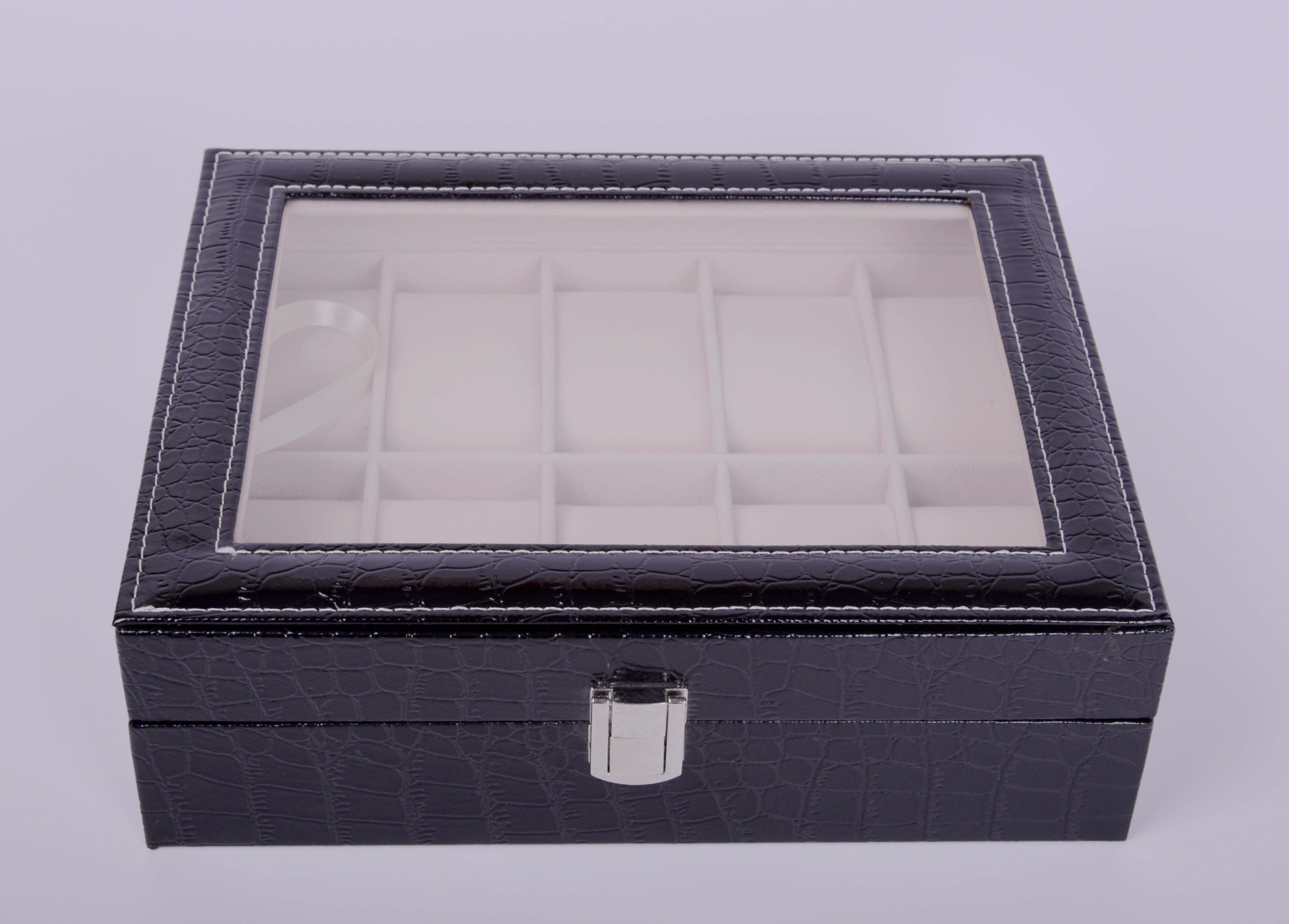 Household Visual Watch Storage Crocodile Pvc Leather High-Grade Flannelette Lined Watch Box Wholesale details Picture