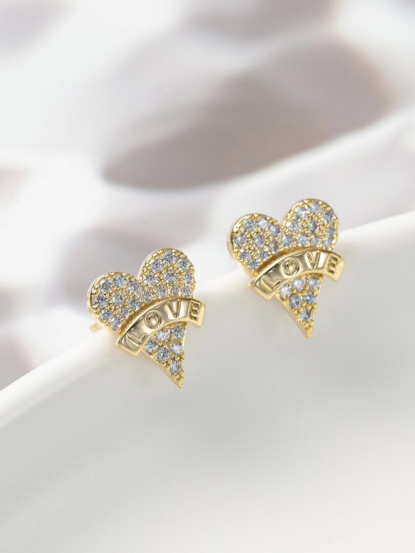 love bright face love zircon small earrings