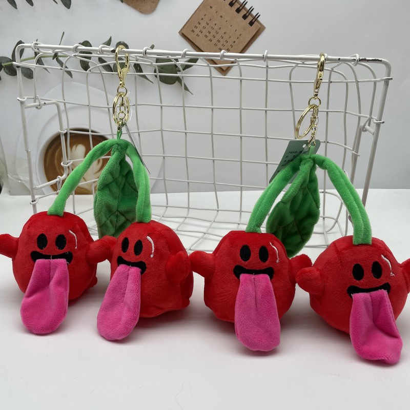 Fruit series plush doll keychain cute cherry children's schoolbag pendant Cherry car key pendant
