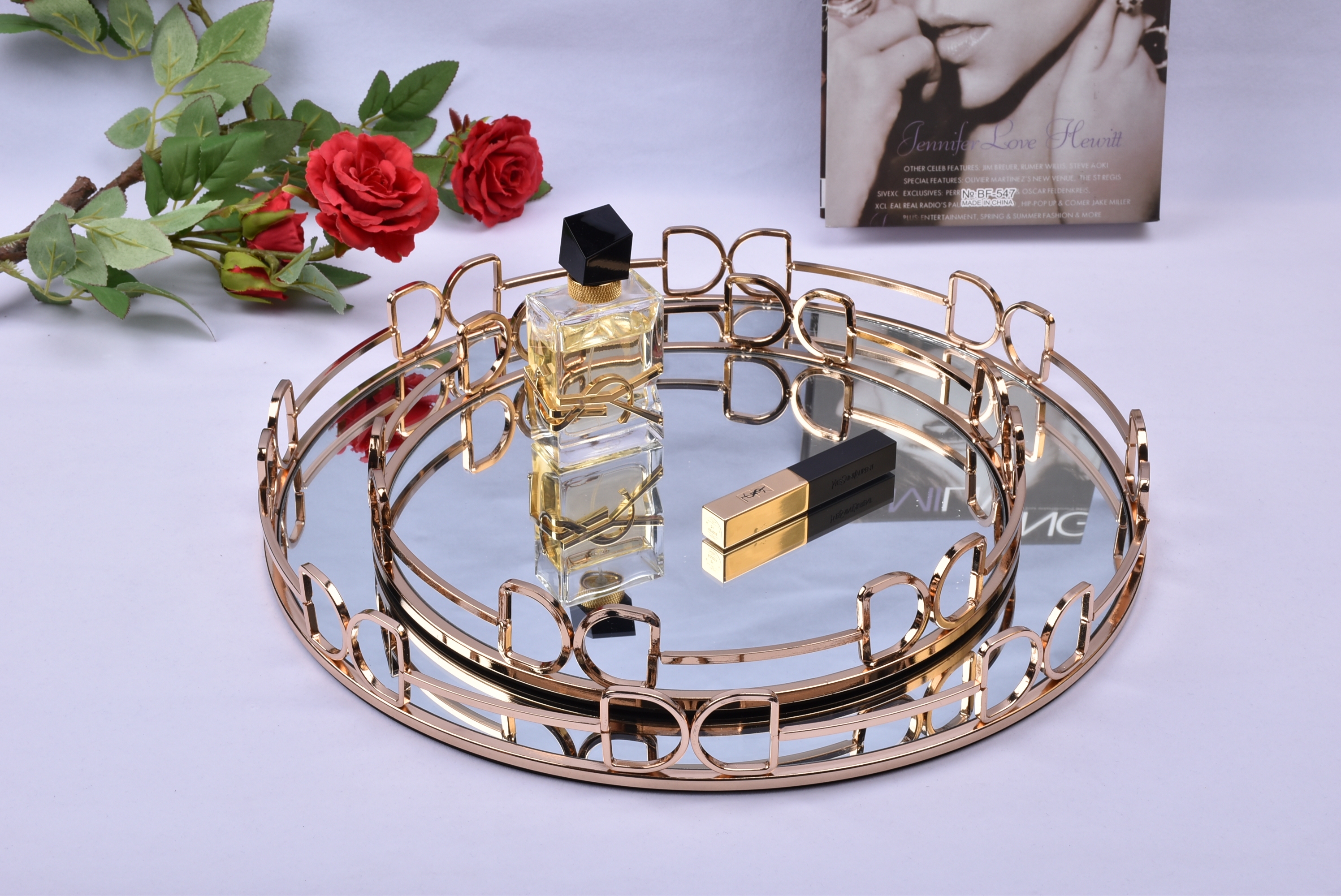 Nordic Light Luxury Metal Mirror Round Tray