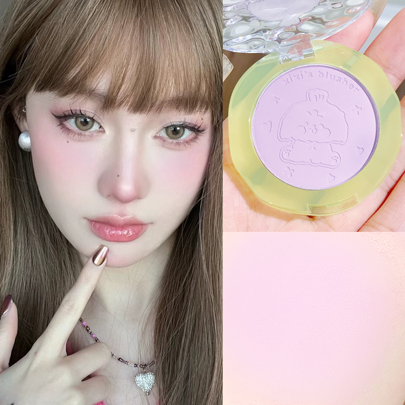 Xixi Doll Cub Atmosphere Blush Matte Velvet Color Long-Lasting Waterproof Nude Makeup Natural Milk Tea Apricot Blush Application Scenario