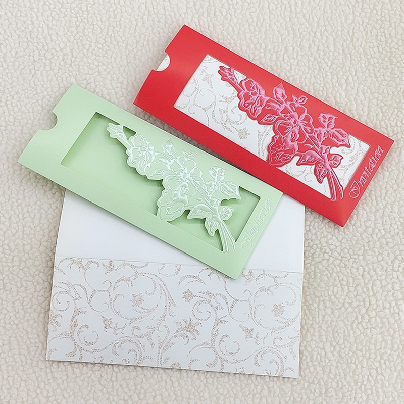 Small Fresh A Flower Hot Pearl Relief Long Pocket Invitation Wedding Invitation Birthday Invitation Factory Direct Wholesale Item Picture