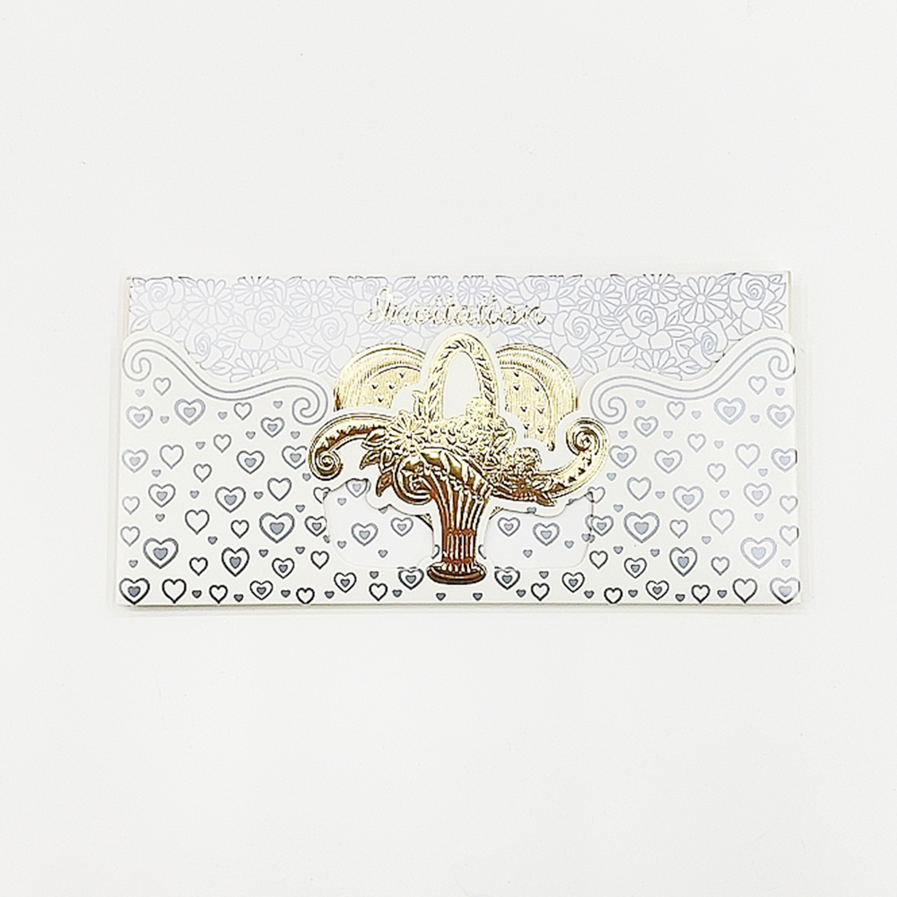 Foreign trade dedicated to flower basket design embossed long greeting cards, wedding invitations, banquet invitations, birthday invitations and other paper products