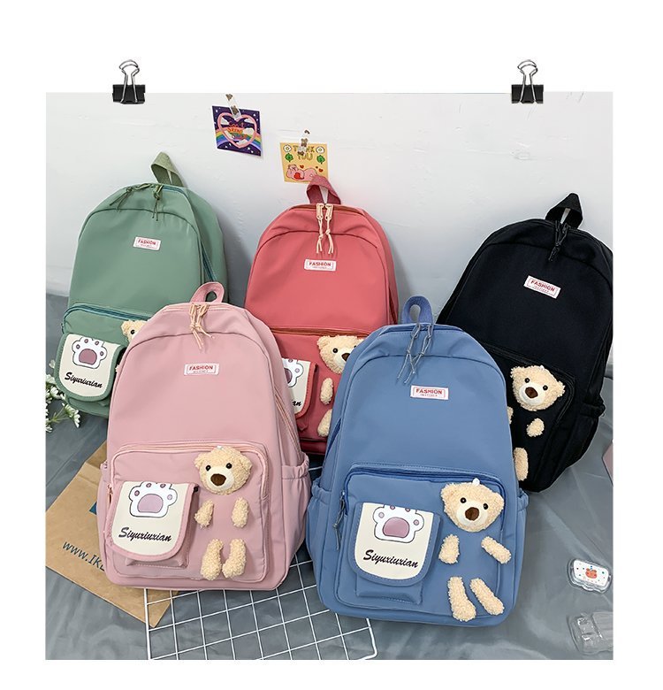 流行可爱小熊韩版初高中生学生书包女双肩包 pic 2