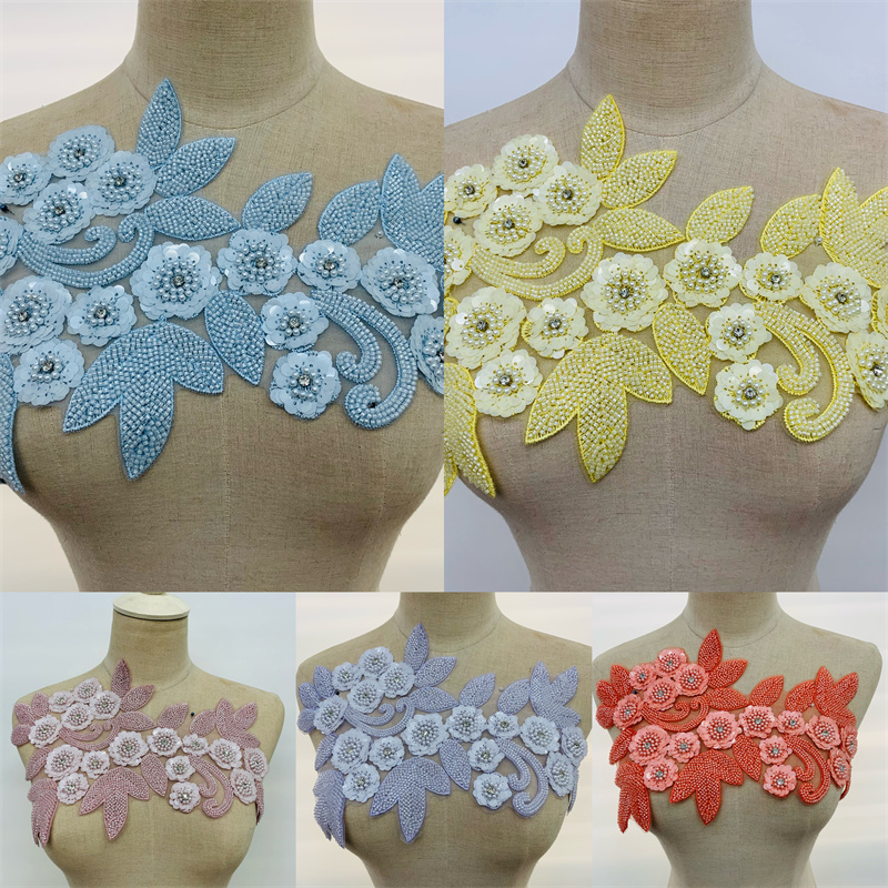 stereoscopic floral embroidery detail