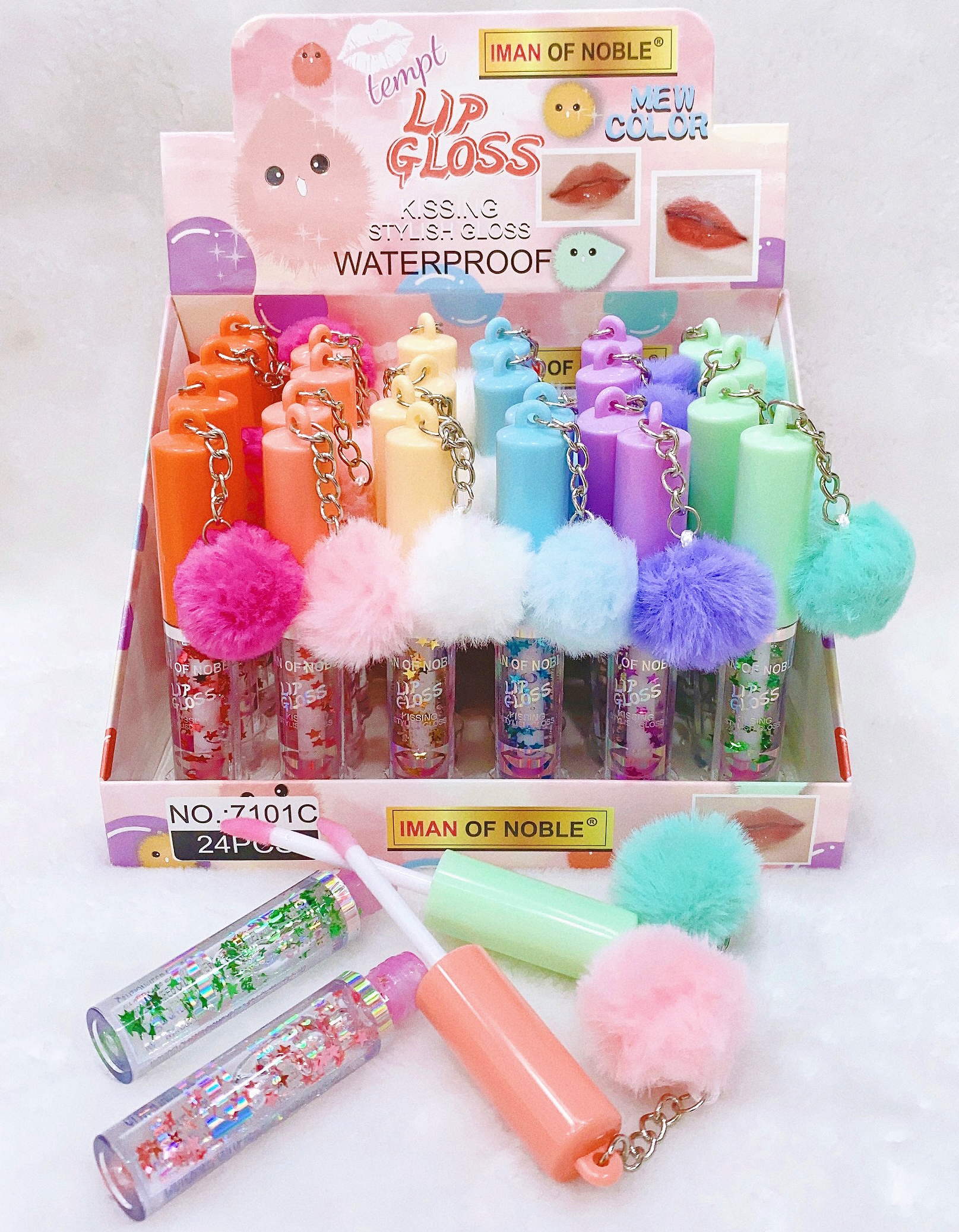 IMAN OF NOBLE 2023 new hairball lip oil Color changing lip oil moisturizing lip oil Chain lip oil moisturizing and moisturizing