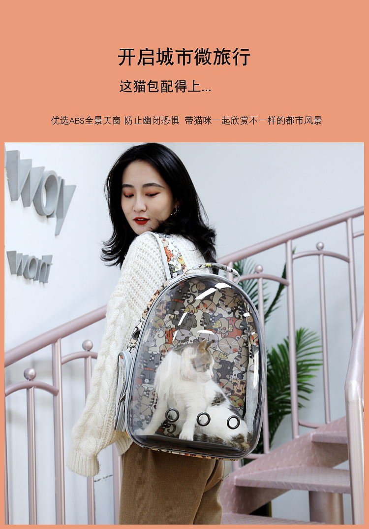 宠物双肩包透明太空舱透气猫包狗背包便携外出宠物包卡通宠物用品详情3