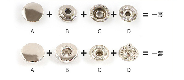 平面金属四合扣现货光面合金纽扣批发常规款鞋帽服装辅料暗扣子详情2