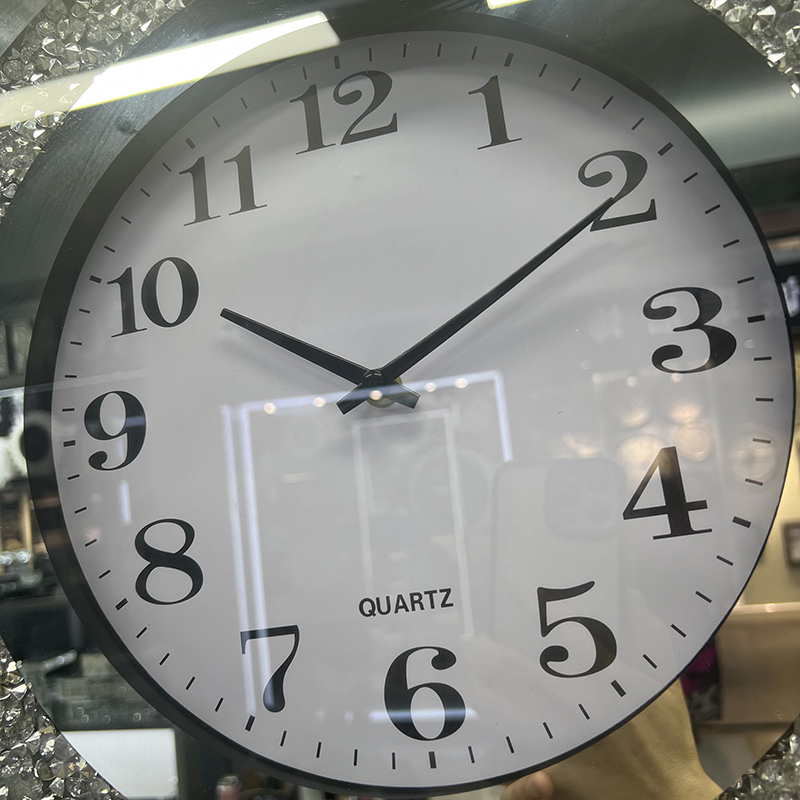 Creative Round Digital Mirror Wall Clock Broken Diamond Wall Clock Process Glass Wall Clock Sitting Room Silent Clock Wholesale Amazon European Fashion Home Clock Package Velvet Cloth Wood Living Room Wall Clock Clock Specification drawing