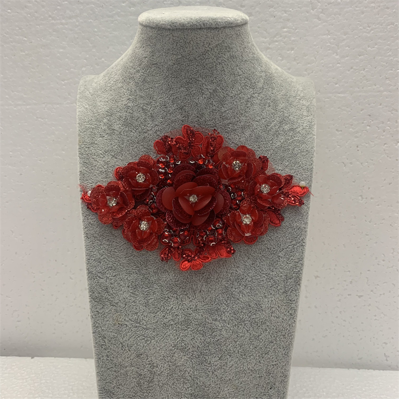 DIY wedding dress, formal wear, accessories and accessories with three-dimensional diamond-shaped flowers pic 8