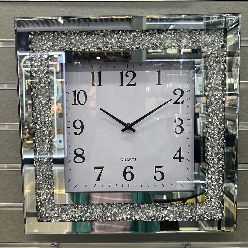 Cross-Border Simple Art Wall Hanging Clock Digital Square Home Living Room Quartz Clock Silent Clock Manufacturers Wholesale Mirror Wall Clock Wall Clock Broken Diamond Clock Decorative Wooden Craft Wall Clock Foreign Trade Amazon Clock