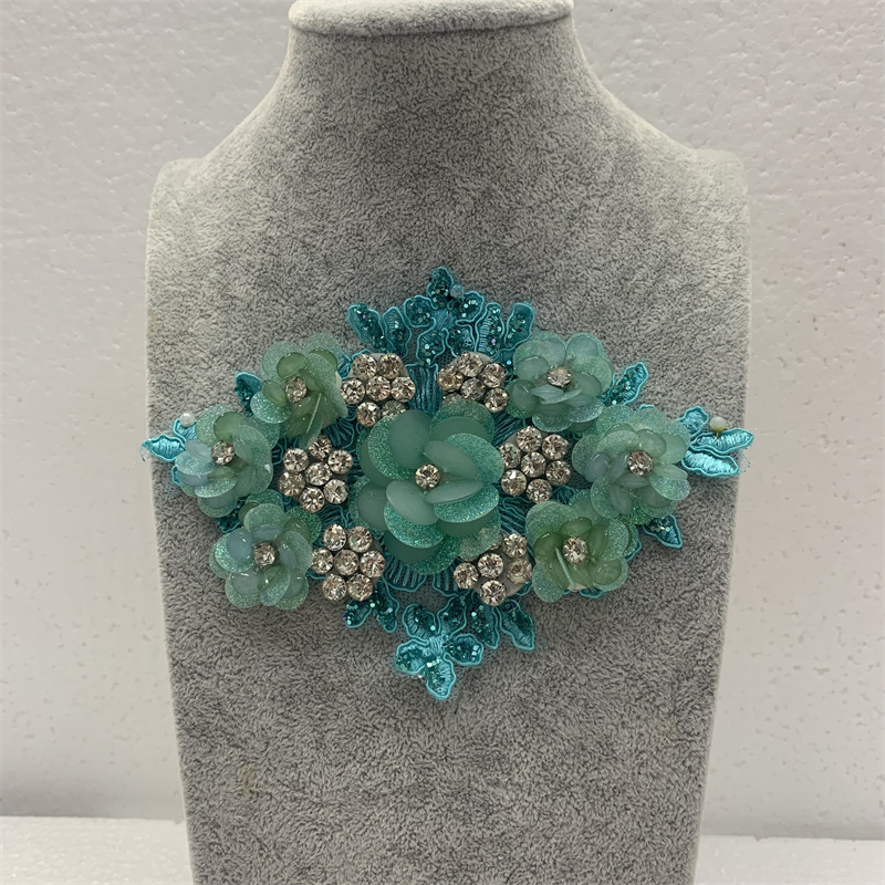 DIY wedding dress, formal wear, accessories and accessories with three-dimensional diamond-shaped flowers pic 7