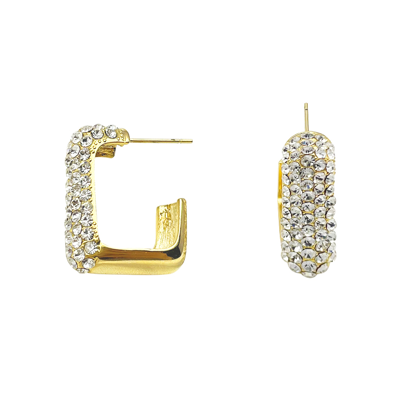 Obi Yabi environmental protection alloy rhinestone atmospheric fashion commuter wind earrings wholesale Item Picture