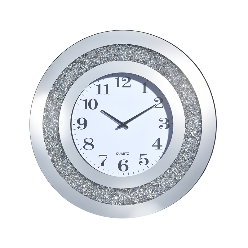 Creative Round Digital Mirror Wall Clock Broken Diamond Wall Clock Process Glass Wall Clock Sitting Room Silent Clock Wholesale Amazon European Fashion Home Clock Package Velvet Cloth Wood Living Room Wall Clock Clock Item Picture