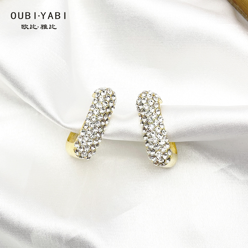 Obi Yabi environmental protection alloy rhinestone atmospheric fashion commuter wind earrings wholesale full figure
