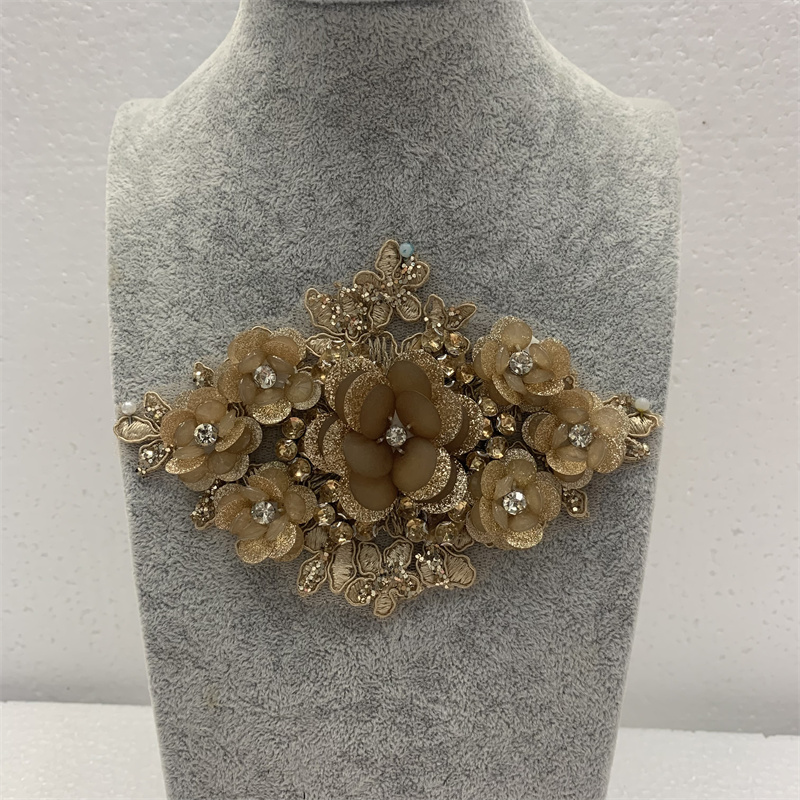 DIY wedding dress, formal wear, accessories and accessories with three-dimensional diamond-shaped flowers pic 9