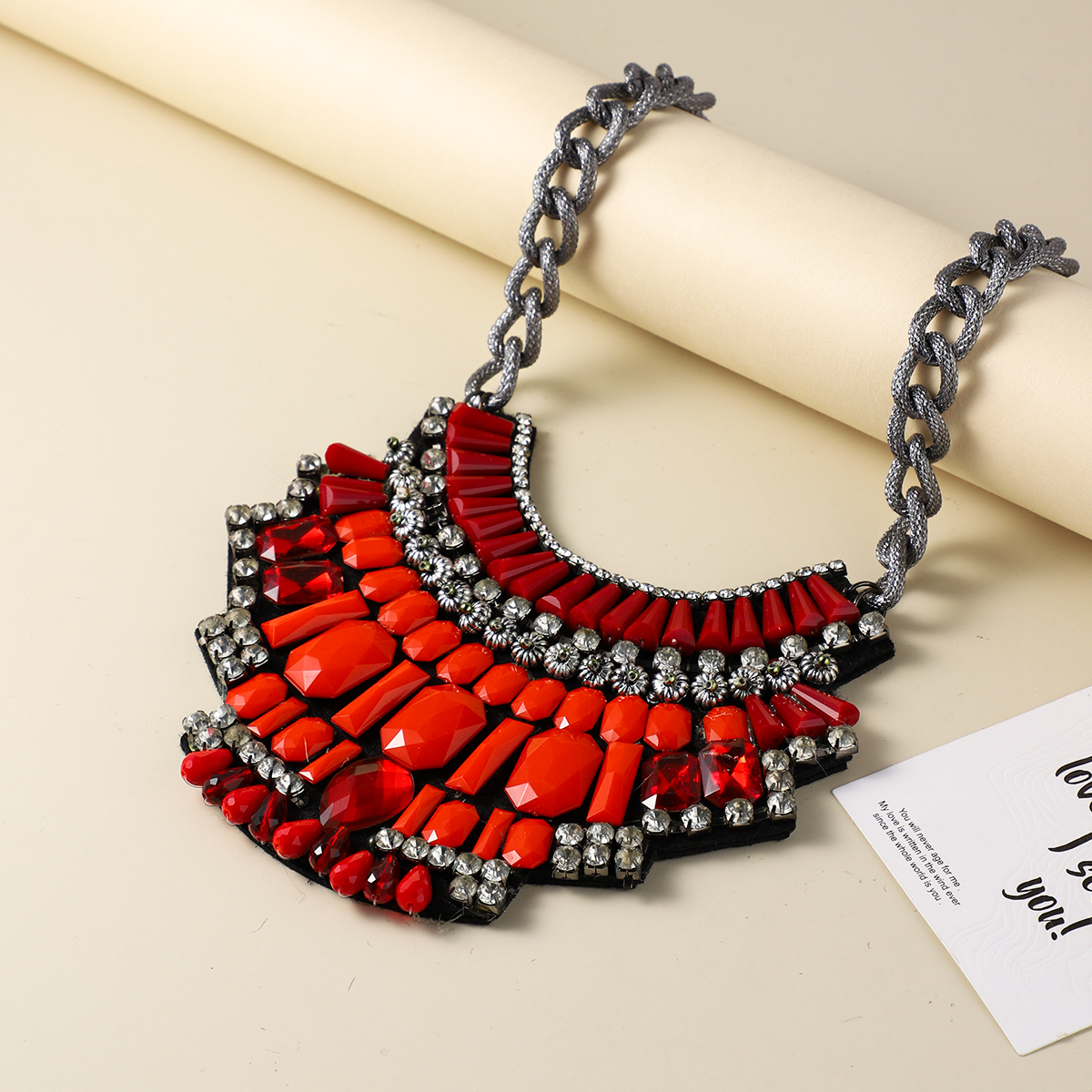 Cross-border Europe and the United States fashion Bohemia selling multi-layer necklace red