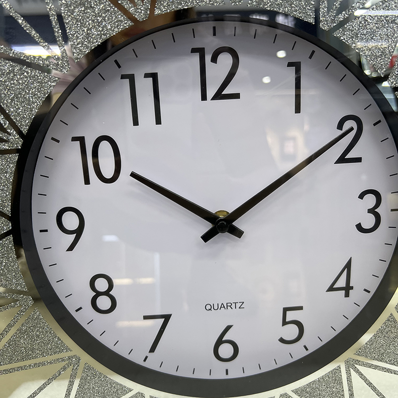 Silver Simple Glass European Home Wall Clock Wall Stick Clock Mirror Circular Clock Atmosphere Digital Mirror Personality Wall Clock Cross-Border Hot Selling Living Room Decorative Clock Foreign Trade Clock Wrapped Flannel Wood Home Wall Clock Specification drawing