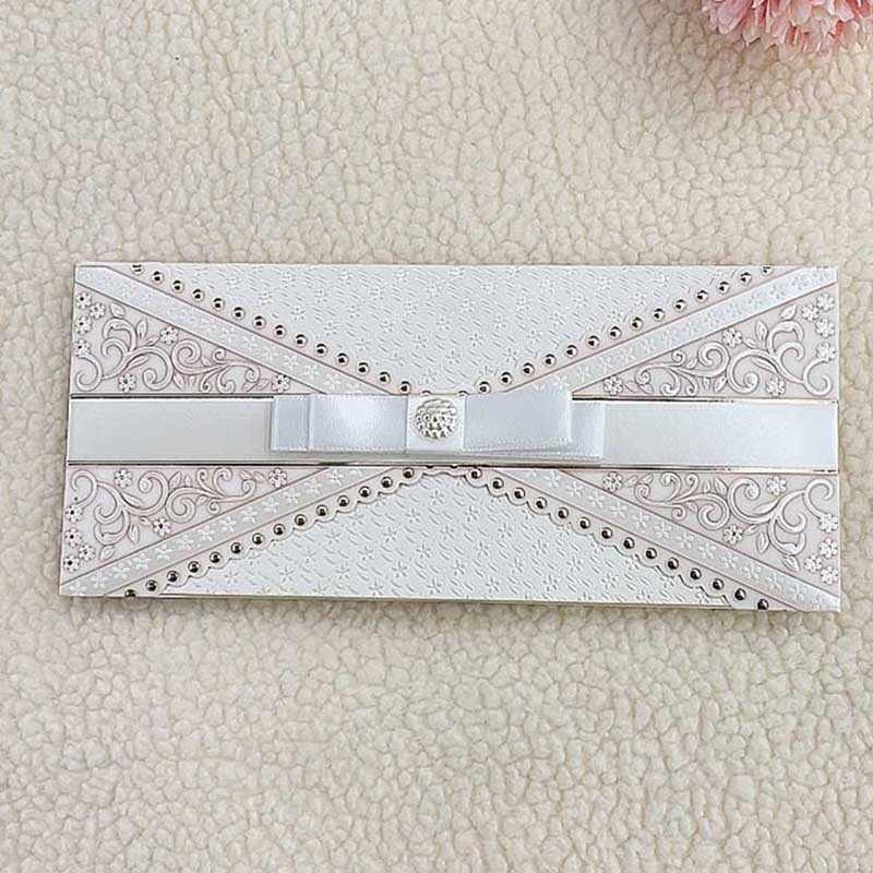 Factory direct sales new hot gold hot pearl flower relief with bow elegant wedding invitation banquet invitation birthday card business invitation custom wholesale thumbnail
