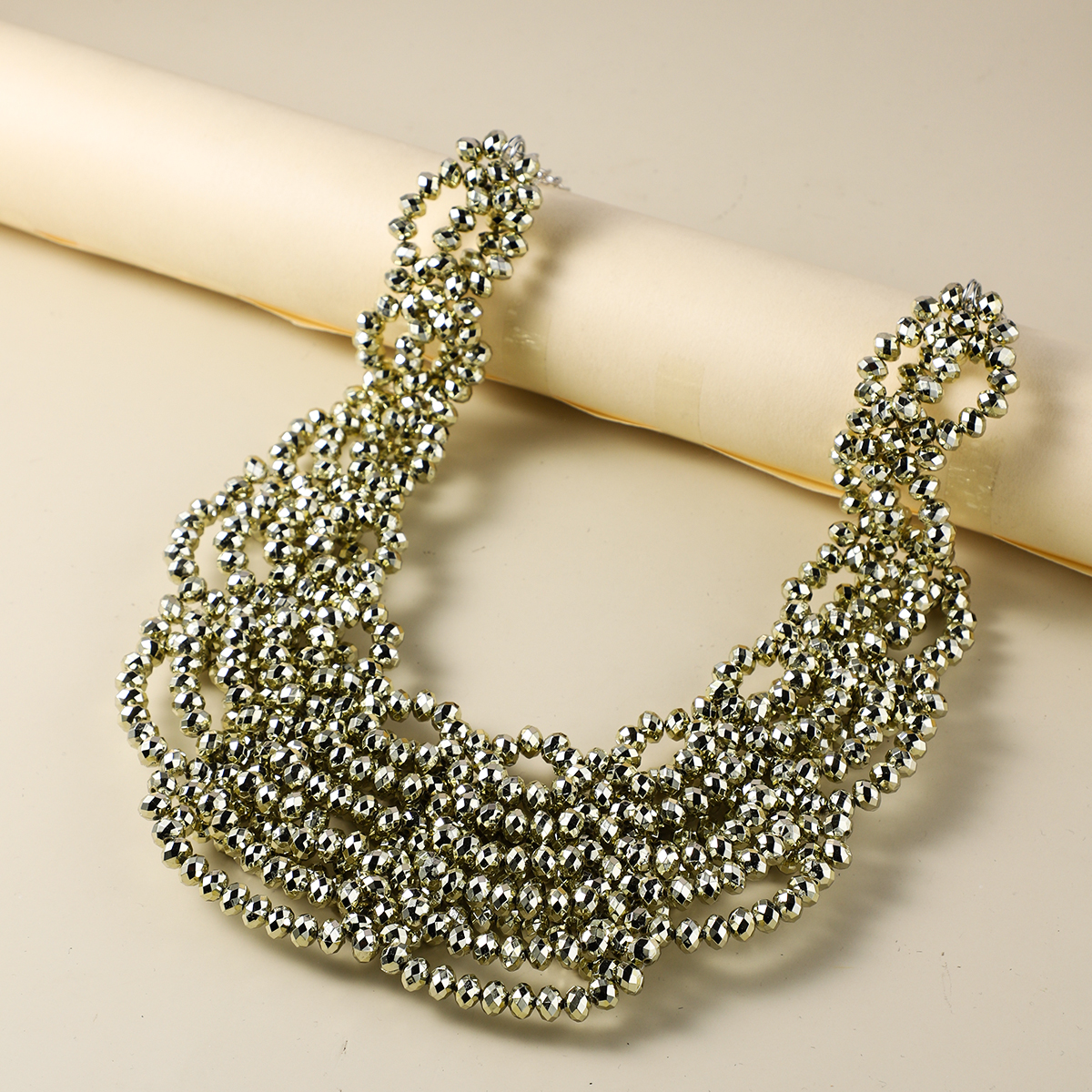 The same metal ball necklace personality double crescent chain exaggerated multi-ball overlapping heavy clavicle chain