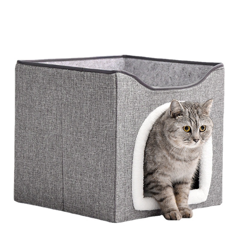 Cuadrado doble perrera para perros cuatro estaciones universal cat house cat house cama para mascotas lavable completamente cerrada suministros para mascotas Item Picture