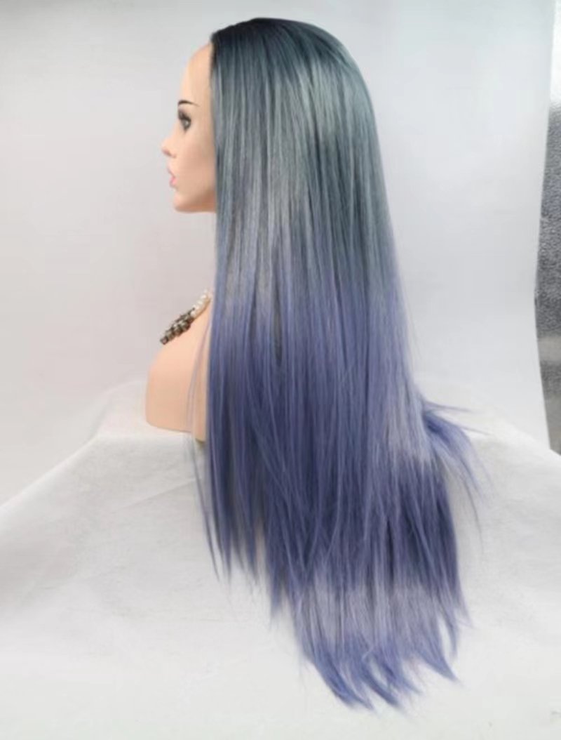 Nueva peluca europea y americana Señora Diagonalmente dividida largo cabello recto media mano tejida cabeza cabeza amazon fabricante al por mayor wig tagsx pic 5