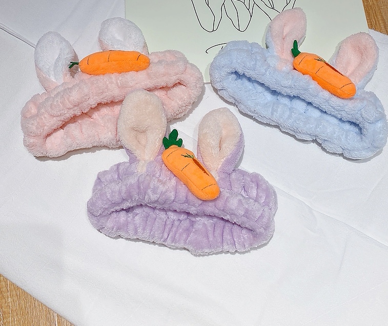 Cute Long Ears Rabbit Carrot Face Wash Headband Six Colors details Picture
