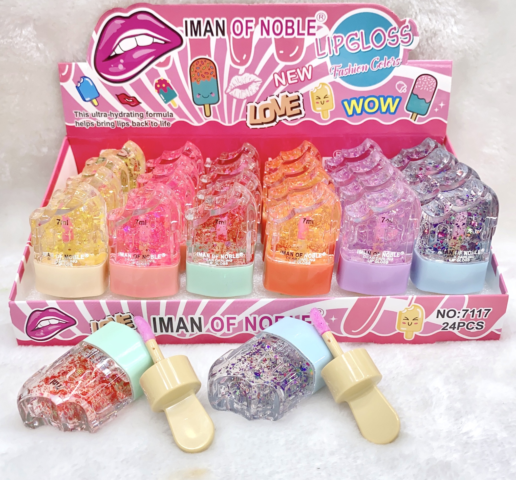 IMAN OF NOBLE 2023 New Cute Ice Cream Color Changing Lip Oil Moisturizing Moisturizing Sequin Lip oil thumbnail