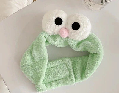 Cute Big Eyes Green Postpartum Face Wash Headband
