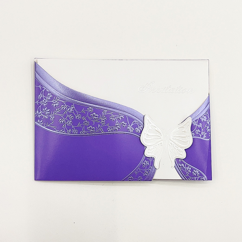 Custom simple personality yellow white red purple butterfly card wedding invitation Business invitation birthday party invitation card manufacturers direct wholesale thumbnail