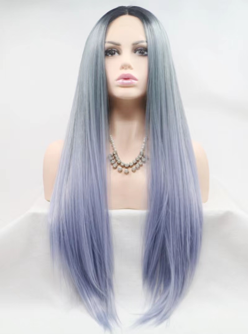 Nueva peluca europea y americana Señora Diagonalmente dividida largo cabello recto media mano tejida cabeza cabeza amazon fabricante al por mayor wig tagsx pic 3