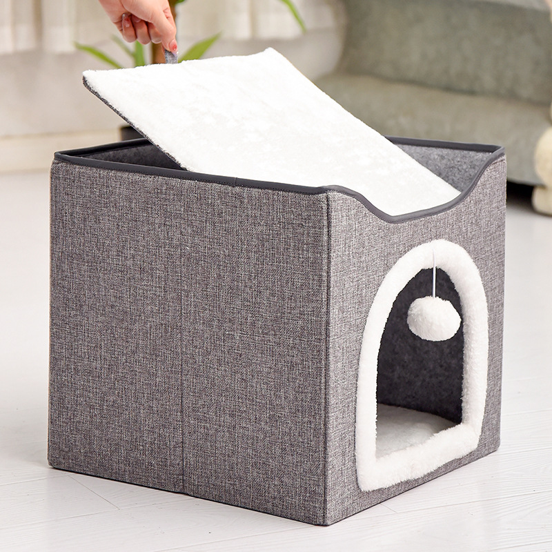 Cuadrado doble perrera para perros cuatro estaciones universal cat house cat house cama para mascotas lavable completamente cerrada suministros para mascotas Specification image