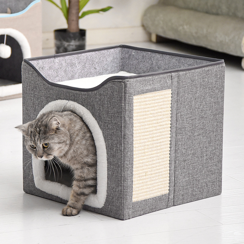 Cuadrado doble perrera para perros cuatro estaciones universal cat house cat house cama para mascotas lavable completamente cerrada suministros para mascotas details Picture