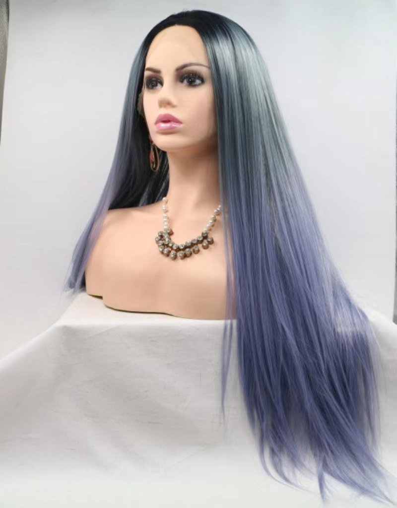 Nueva peluca europea y americana Señora Diagonalmente dividida largo cabello recto media mano tejida cabeza cabeza amazon fabricante al por mayor wig tagsx pic 4